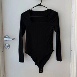 Old Navy Square Collar Bodysuit | Black Long Sleeve | Women's Size S